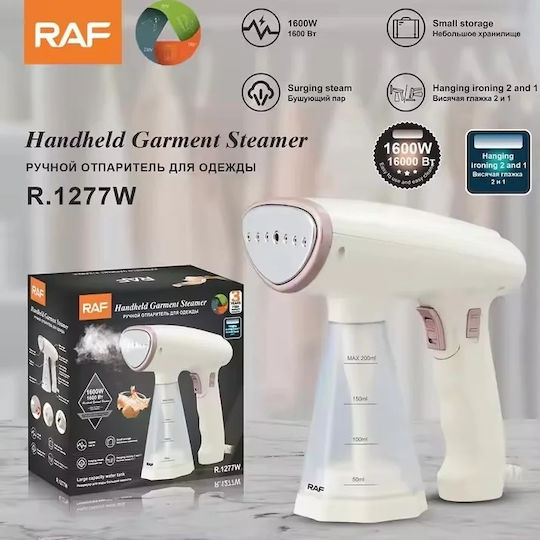 Raf R1277w Aparat de călcat cu abur pentru haine de Mână 1600W cu rezervor 200ml Alb