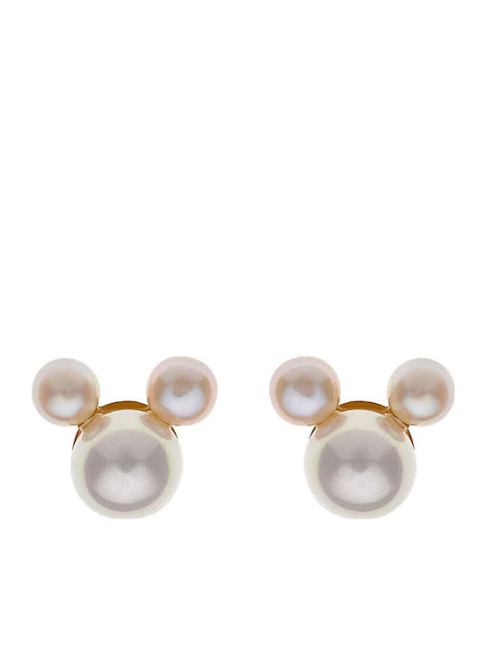 Disney Minnie Mouse Kids Earrings Studs with Stones from Gold 9K