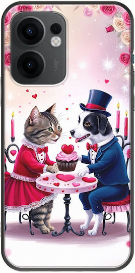 Valentine's Day Romantic Cat Dog Date Oppo Reno 13 F 5G Black TPU Silicone Case