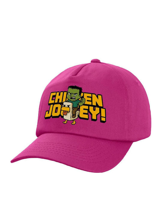 Koupakoupa Kids' Hat Jockey Fabric Chicken Fuchsia