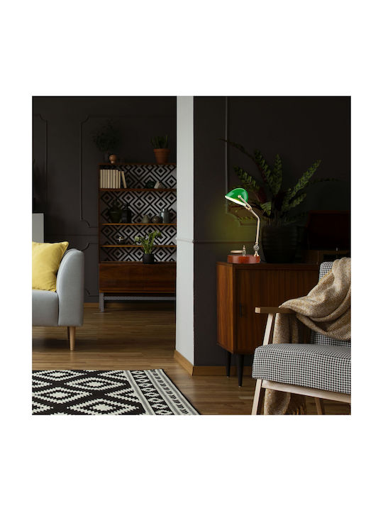Relaxdays Стъклена Настолна лампа за Цокъл E27 с Кафяв Абажур и Златист Основа