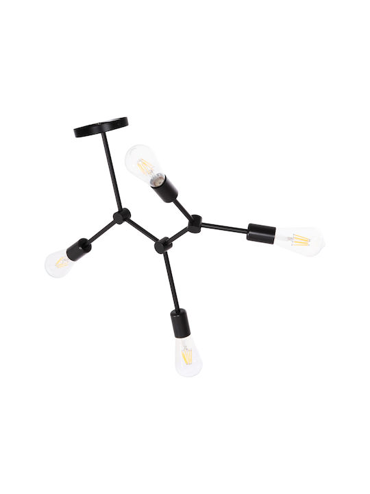 HomeMarkt Lighty Black Ceiling Light For 4 E27 Bulbs 57x5x52cm