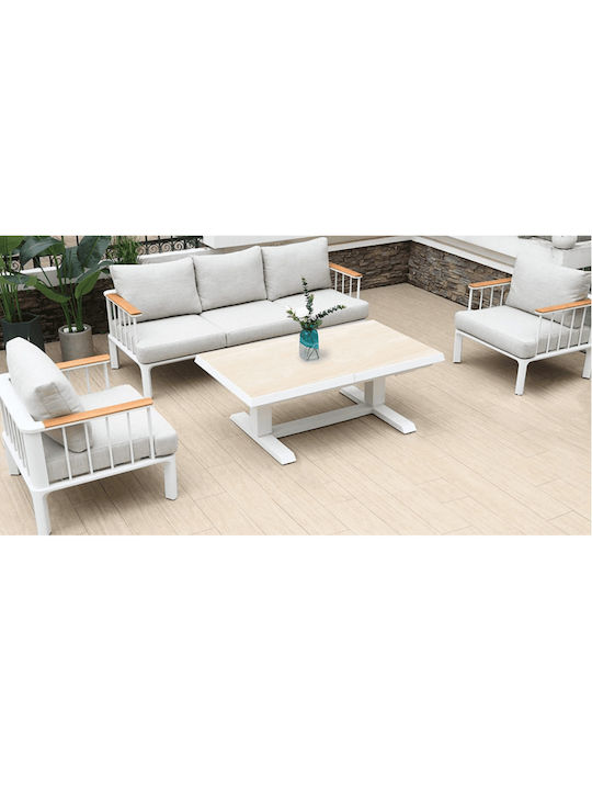 Outdoor Living Room Set 4 Pieces Aluminum
