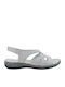 Leather Women's Flat Sandals in White Color