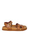 Leder Flache Sandalen für Damen Anatomisch Flatforms in Tabac Braun Farbe