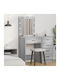 Floor-Standing Grey Wooden Makeup Dressing Table with Mirror 50x41x135cm