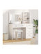 Floor-Standing Makeup Dressing Table Wooden White with Mirror 40x40.5x135cm