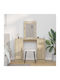 Floor-Standing Bedroom Dressing Table Wooden Oak with Mirror 102x33x135cm