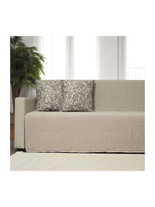 Cotone Ριχτάρι Τετραθέσιου Καναπέ 200x340εκ. Μπεζ Σκούρο