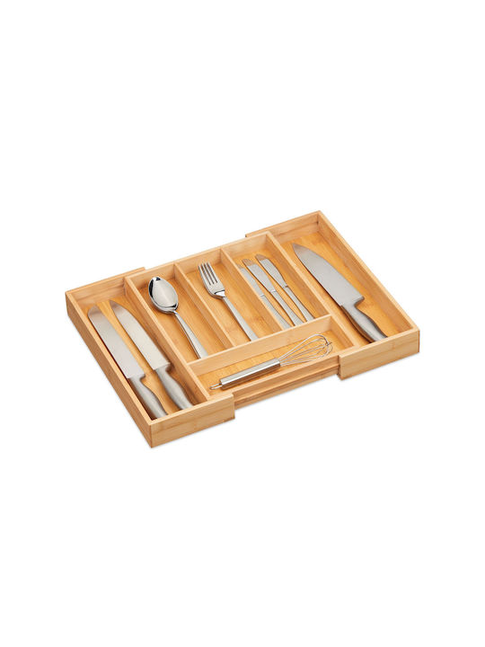 Relaxdays Tăvi Pentru Tacâmuri De Sertar Rabătabilă Din Lemn 35.5x29x5cm Bej