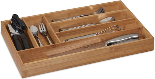 Relaxdays Wooden Drawer Cutlery Tray 46x27.5x5cm Beige