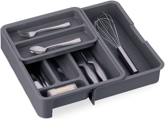 Relaxdays Tăvi Pentru Tacâmuri De Sertar Rabătabilă Din Plastic 31.5x23.5x6.5cm Gri Relaxdays Tăvi Pentru Tacâmuri De Sertar Rabătabilă Din Plastic 31.5x23.5x6.5cm Gri