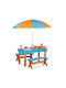 Kids Table Set with Chairs Made of Light Blue Wood Relaxdays