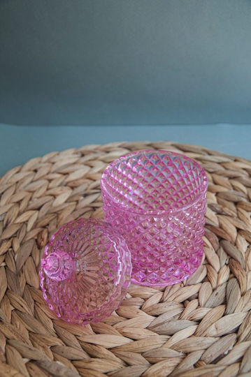 Φοντανιέρα Γυάλινη με Καπάκι 8.5x14cm Ροζ