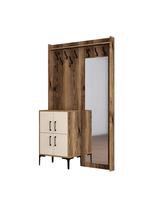 Berlin Έπιπλο Εισόδου με Παπουτσοθήκη Walnut-cr...
