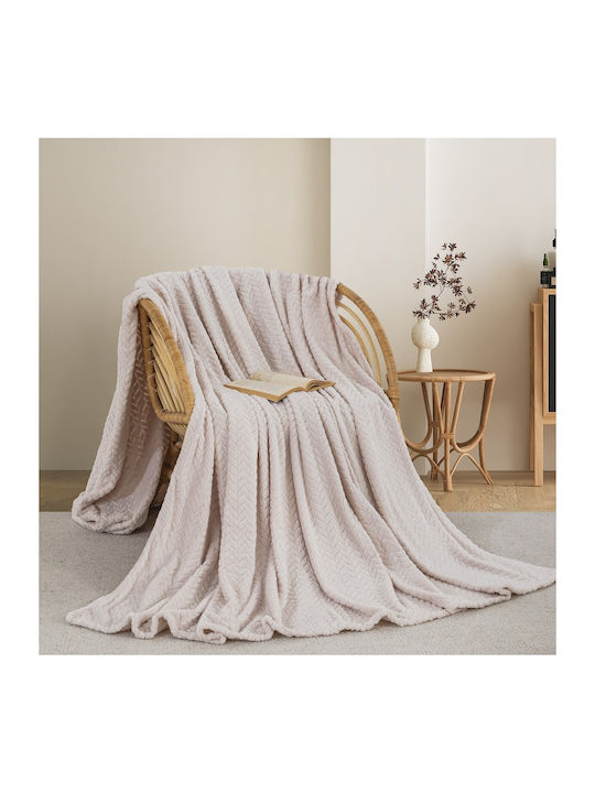 Adam Home (550) Κουβέρτα Fleece Ημίδιπλη 180x240εκ. Cream