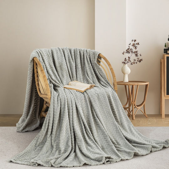 Adam Home (550) Pătură Fleece Semi-dublă 180x240 cm Argintie
