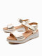 Anatomic Women's Leather Platform Shoes Gold