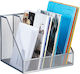 Office Organizer 4 Compartments Steel Silver 26 X 31 X 26 Cm