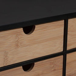Relaxdays Ξύλινο Συρταράκι Γραφείου 4 Θέσεων 33x21x13.5cm Μαύρο