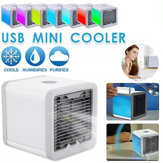 Mini Air Conditioner USB Fan with 7-Color LED Lighting 17cm x 17cm x 17cm