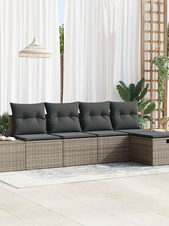Corner Sofa Outdoor Rattan with Pillows 55x62x69cm