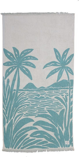 Nef-Nef Homeware Amalfi Cotton Turquoise with Fringes 170x90cm