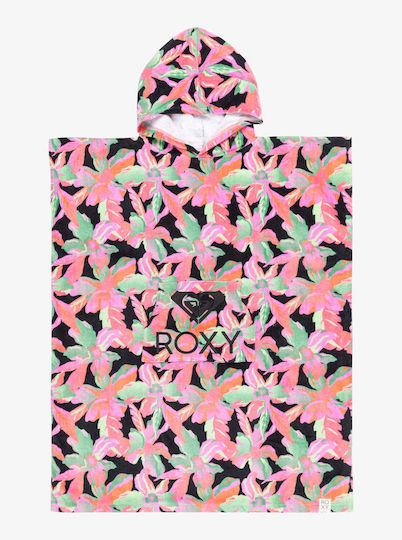 Roxy Kids' Stay Magical Girls Poncho Towel 105x73cm Anthracite Moves Floral Ergaa03208-kvj6
