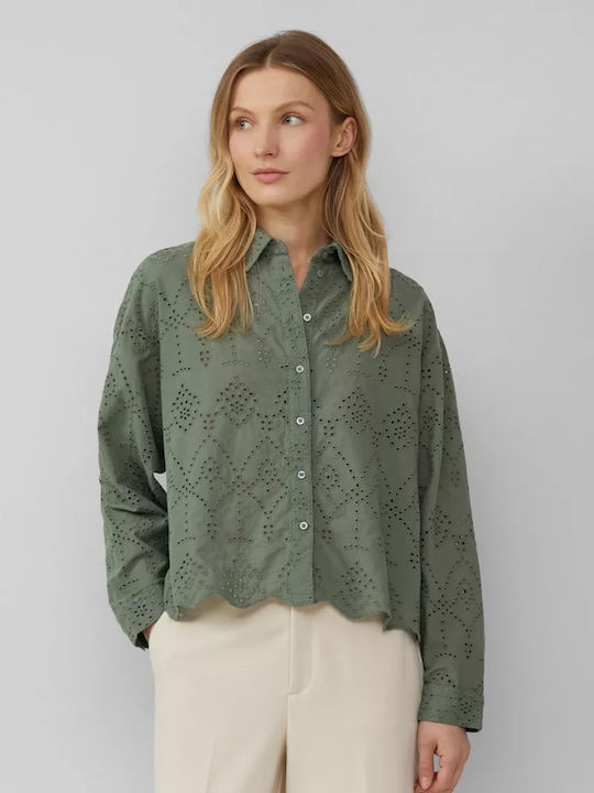 s.Oliver Women's Long Sleeve Shirt Olive