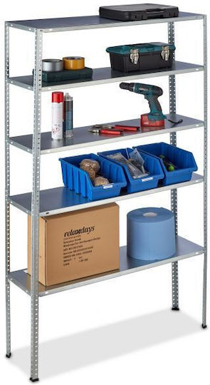 Relaxdays Raft Dexion Galvanizat 100x30x185 cm Cu 5 Rafturi Rezistență Totală 250 kg