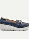 Leather Women's Loafers in Blue Color