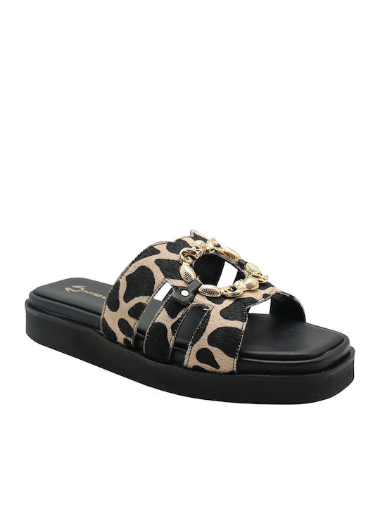 Δερμάτινα Γυναικεία Σανδάλια Flatforms GIRAFFE