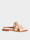 Leather Women's Flat Sandals in Brown Color