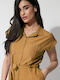 Summer Mini Shirt Dress Camel