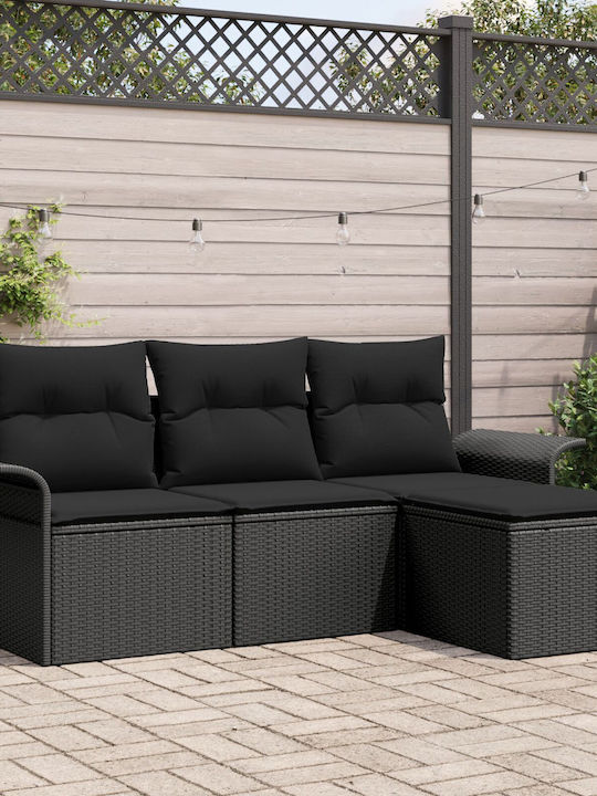 Corner Sofa Outdoor Rattan with Pillows 55x55x37cm