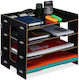 Organizator documente suport birou din MDF dimensiuni 27 x 32,5 x 25 cm negru Relaxdays