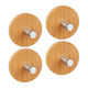 Set 4 Self-adhesive Hooks Made Bamboo Wood Stainless Steel
