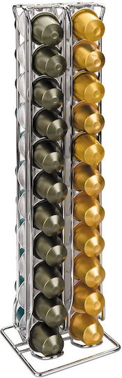 Suport Capsule Nespresso 44 Capsule Ibili-fuji Oțel Cromat 10x10x38 Cm Argintiu
