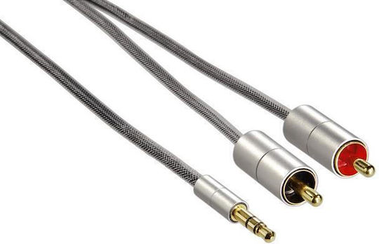 HAMA HAMA 3.5mm Male Audio Cable - 2x RCA Male Silver 1m with Gold Plated Terminals