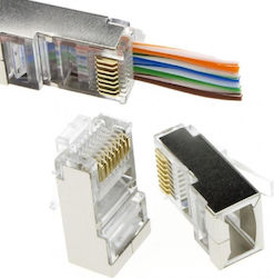 Emtex Shielded Rj45 Ftp Connector Cat.5e Pass-through 100 Pcs