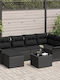vidaXL Garden & Outdoor Furniture Sets Living Room Set 7 Pieces Black with Pillows