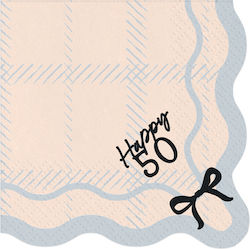 Happy 50 Χαρτοπετσέτες 16x5εκ. Μπεζ 12τμχ