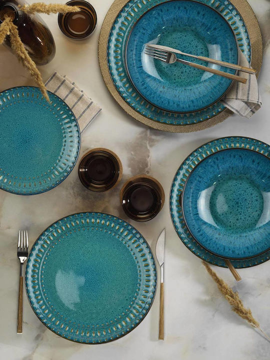 Saray Home Geschirrset Keramik Blau 12Stück