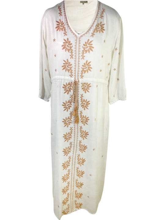 Καλοκαιρινό Maxi Φόρεμα White Crystal, Cream