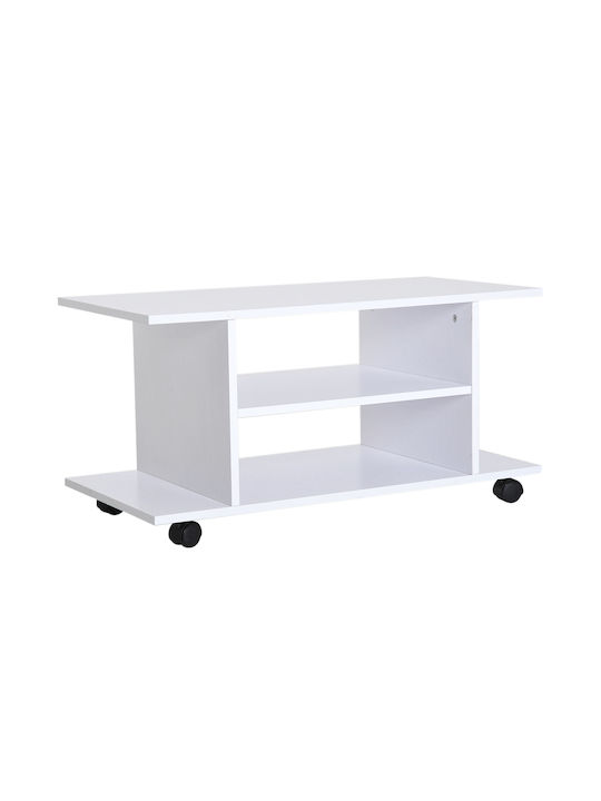Stand TV cu Roți Alb L80xA40xÎ40cm