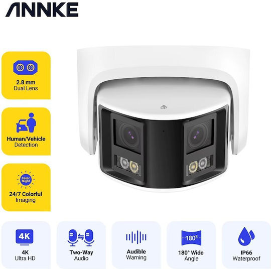 Annke 01260774 IP Κάμερα Παρακολούθησης Wi-Fi 4K Αδιάβροχη με Αμφίδρομη Επικοινωνία και Φακό 2.8mm