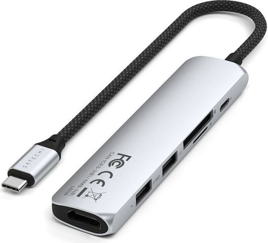 Satechi ST-P6SS USB-A / USB-C Docking Station mit HDMI 4K PD Silber