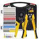 Onuvio Electric Cable Crimping Kit Ferrules Automatic Stripping Tool Crimping Tool 4 Self-adjusting Jaws Automatic Return 0.25-10mm 1900 Terminal Pins Carrying Case