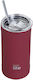 Ecolife Glass Thermos Bottle Stainless Steel / Aluminum / Plastic BPA Free 500ml Chili Pepper With Straw