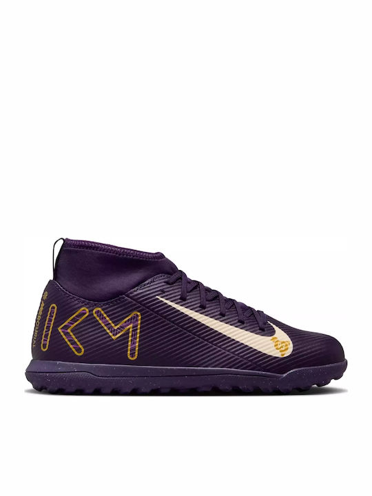 Детски Футболни Обувки Високи Mercurial Superfly 10 Club "Kylian Mbappé" с Гумена Подметка и Чорап Grand Purple / Pale Ivory